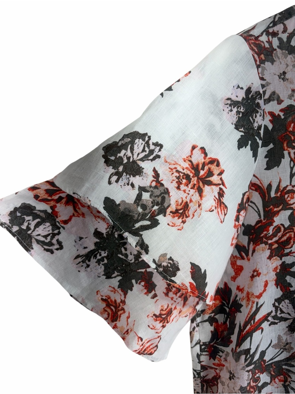 LORD & TAYLOR Floral Ruffle Sleeve Crop Top print medium petite - Picture 5 of 9